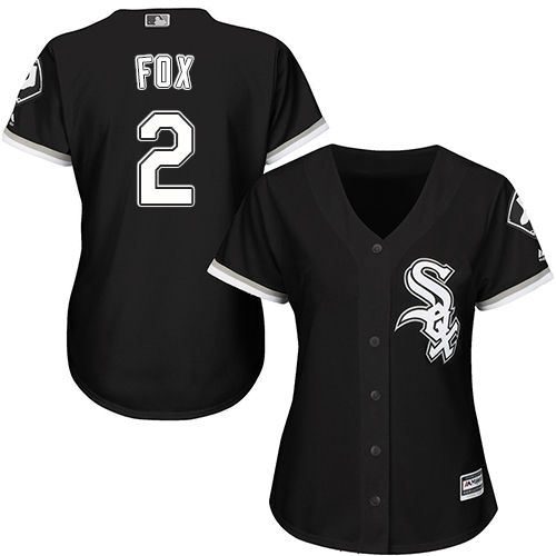 White Sox #2 Nellie Fox Black Alternate Women's Stitched MLB Jersey - Click Image to Close